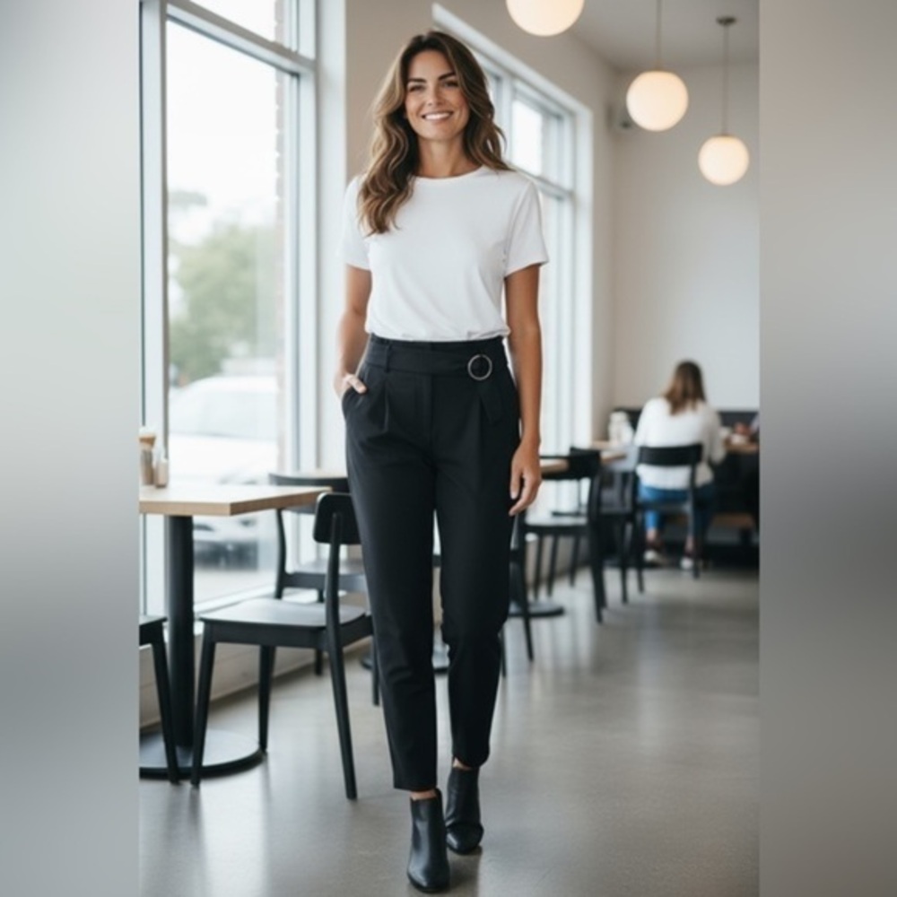 Club Monaco Black High-Waisted Pants — Designer Chic, Size 10 — Retails $188